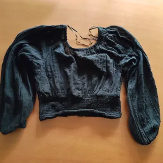 Top Bershka Negro Manga Larga XS
