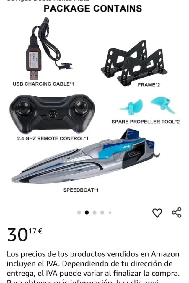 Lancha RC S1 2.4G 30 Km/h Agua