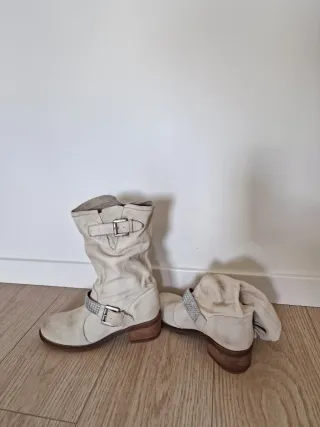 Botines Janet & Janet ante blanco talla 36