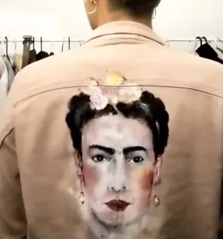 Chaqueta tejana con pintado a mano Frida Kahlo