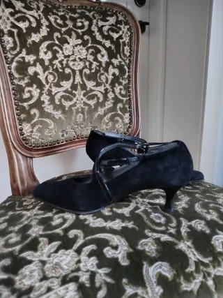 Scarpe donna scamosciate nere 37 tacco 4 cm