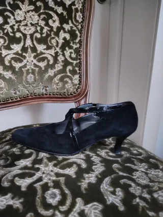 Scarpe donna scamosciate nere 37 tacco 4 cm