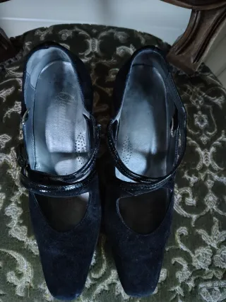 Scarpe donna scamosciate nere 37 tacco 4 cm