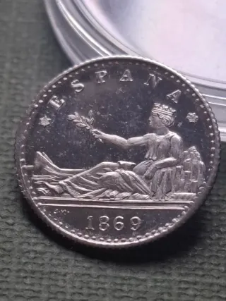Moneda 20 céntimos 1869 Plata Copia