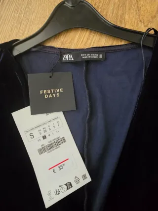 Vestido Zara azul terciopelo largo