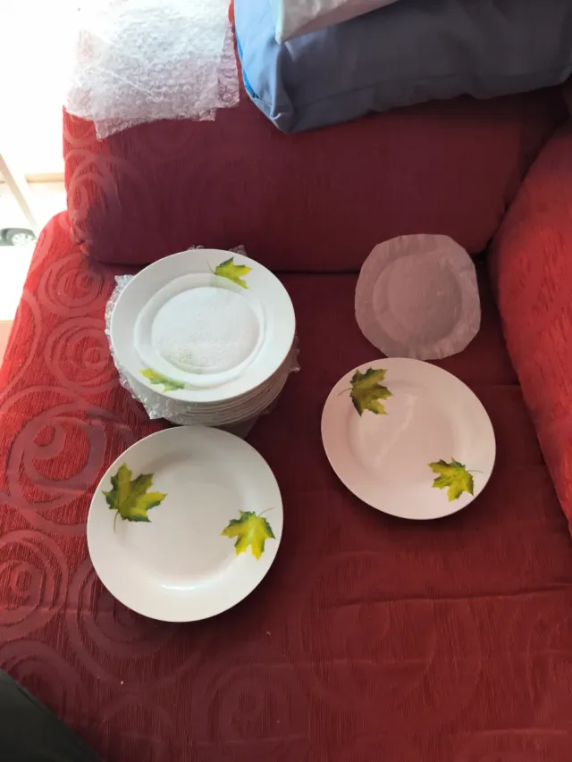 Jogo de louça de porcelana com folhas verdes 12 unidades