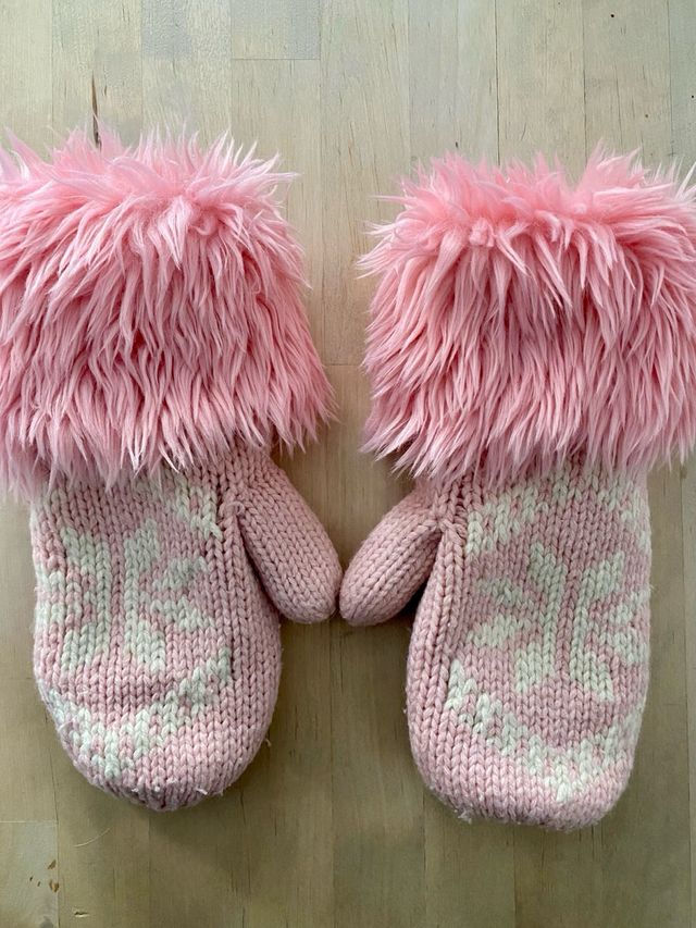 Manoplas Mitones H&M Rosas con Pelo
