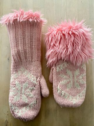 Manoplas Mitones H&M Rosas con Pelo