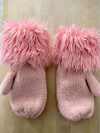 Manoplas Mitones H&M Rosas con Pelo