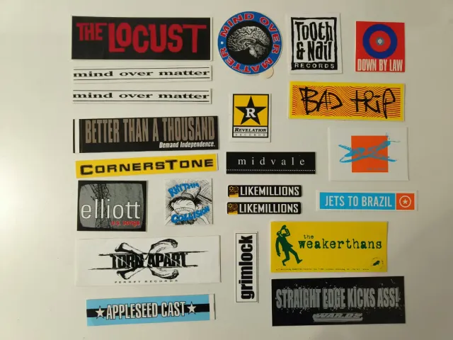 Lotto 22 adesivi hardcore punk vintage originali