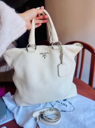 Bolso de piel Prada Beige/Blanco