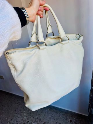 Bolso de piel Prada Beige/Blanco