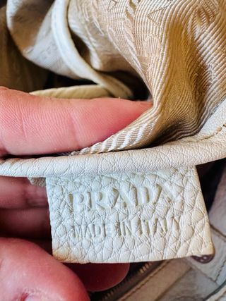 Bolso de piel Prada Beige/Blanco