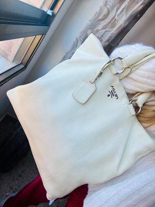 Bolso de piel Prada Beige/Blanco