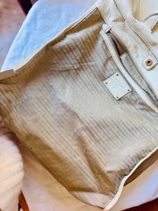 Bolso de piel Prada Beige/Blanco