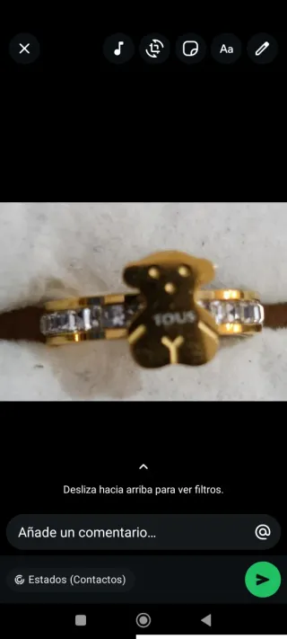 Anillo Tous Oso Dorado y Plateado Acero inoxidable