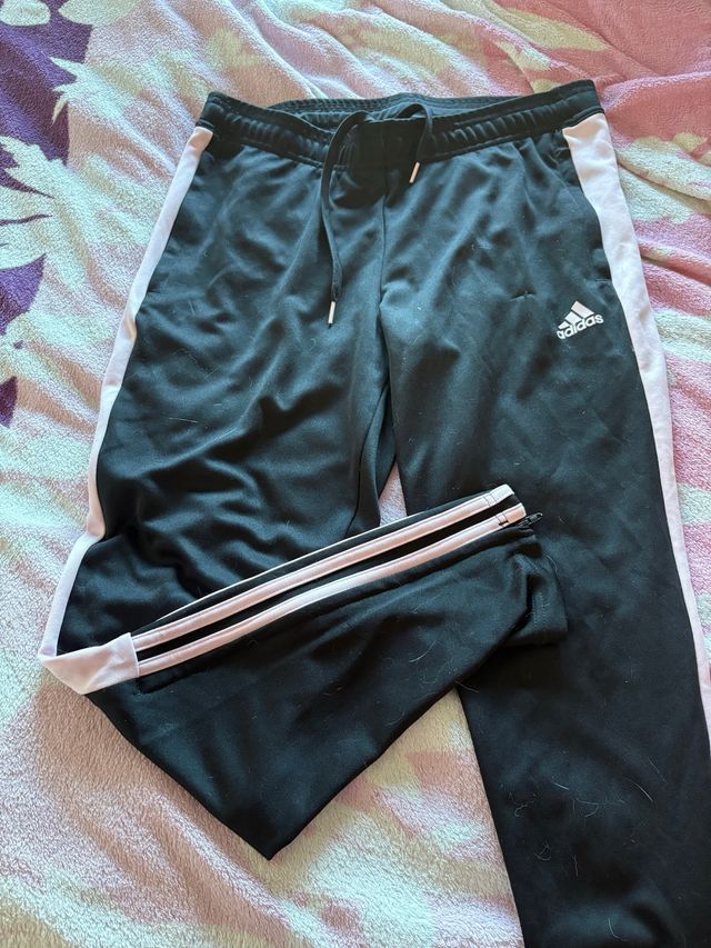 Pantalón chándal Adidas negro y rosa