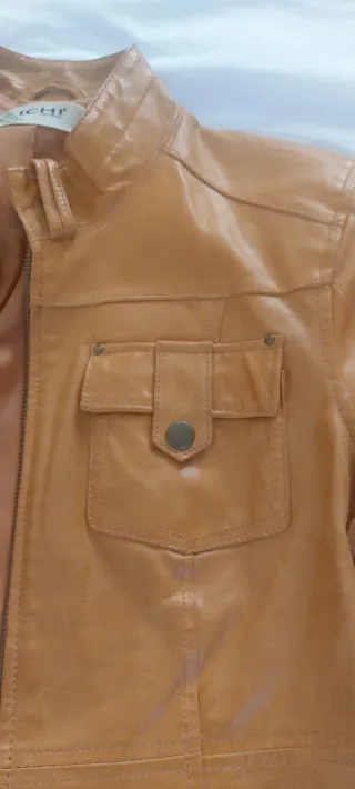 Cazadora Piel Camel Talla S/M