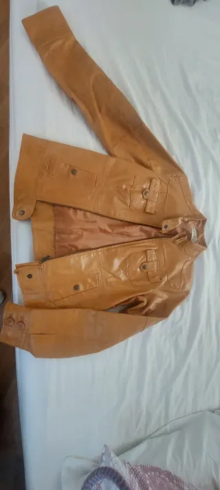 Cazadora Piel Camel Talla S/M