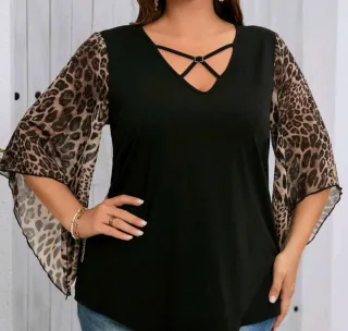 Camiseta mangas Leopardo Talla 46