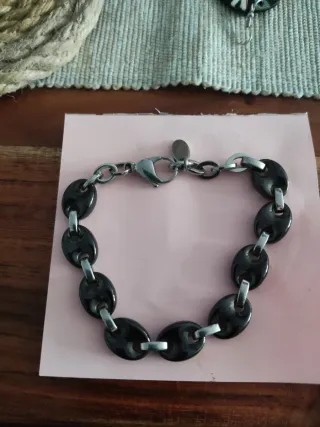 Pulsera Lotus Plata y Negro