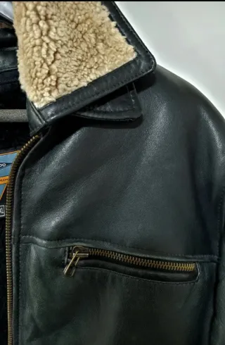 Chaqueta de Piel Leopardo Negra Talla XXL