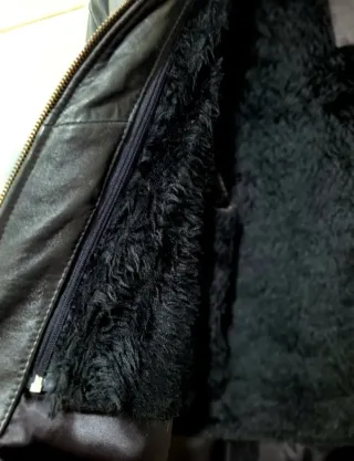 Chaqueta de Piel Leopardo Negra Talla XXL