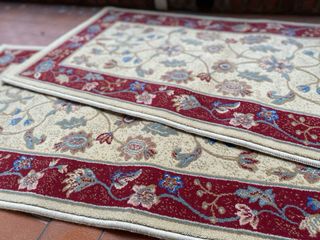 2 Tappeti 100% Lana Crevillente Beige/Rosso