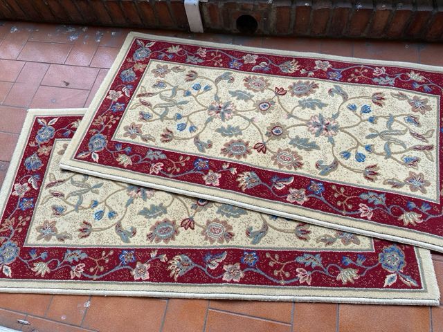 2 Tappeti 100% Lana Crevillente Beige/Rosso