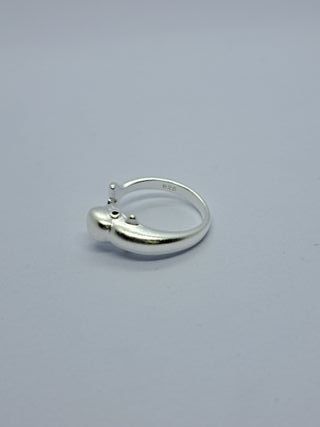 Anillo Plata 925 Delfín Ojos Azules Ajustable