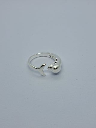 Anillo Plata 925 Delfín Ojos Azules Ajustable