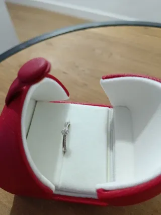 Anillo Oro Blanco Diamante 8k