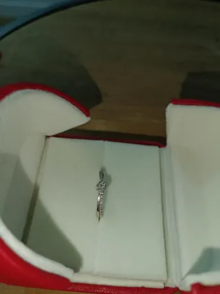 Anillo Oro Blanco Diamante 8k