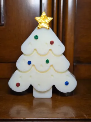 Vela árbol de Navidad dorado y multicolor