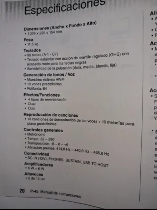 Piano Digital Yamaha P-45