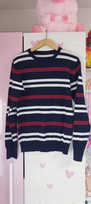 Jersey rayas azul marino, blanco y rojo