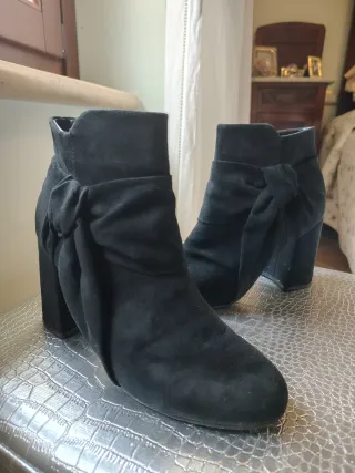 Stivaletti neri similpelle scamosciata 39 - 7 cm