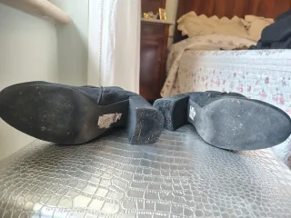 Stivaletti neri similpelle scamosciata 39 - 7 cm