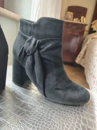 Stivaletti neri similpelle scamosciata 39 - 7 cm