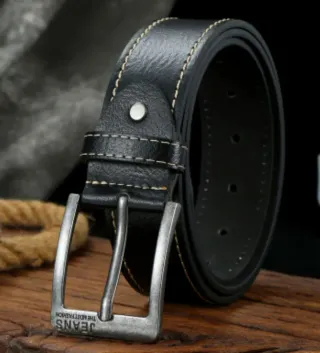 Cinturón Negro 120cm Hebilla Metálica JEANS