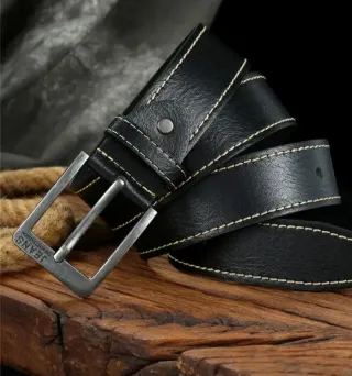 Cinturón Negro 120cm Hebilla Metálica JEANS