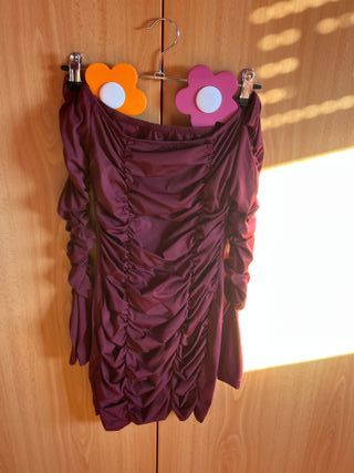 Vestido Burdeos Fruncido