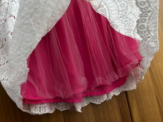 Vestito bambina bianco e fucsia
