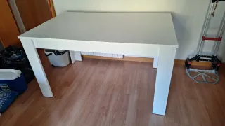 Mesa comedor extensible blanca 140x90