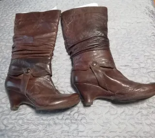 Botas slouchy piel auténtica marrón