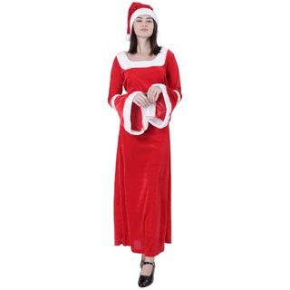 Disfraz Mamá Noel Talla L Vestido Terciopelo Rojo