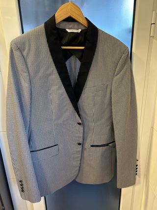 Americana Zara Man Cuadros Blanco y Negro