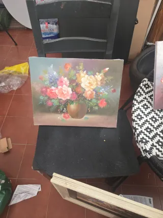 Cuadro de flores pintado a mano