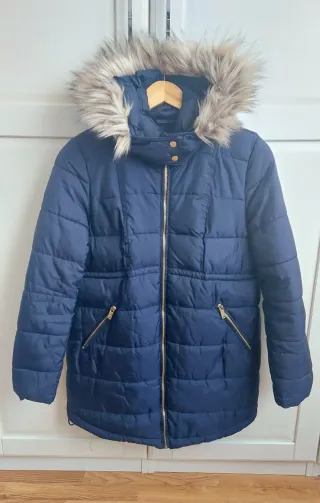 Abrigo premamá acolchado azul