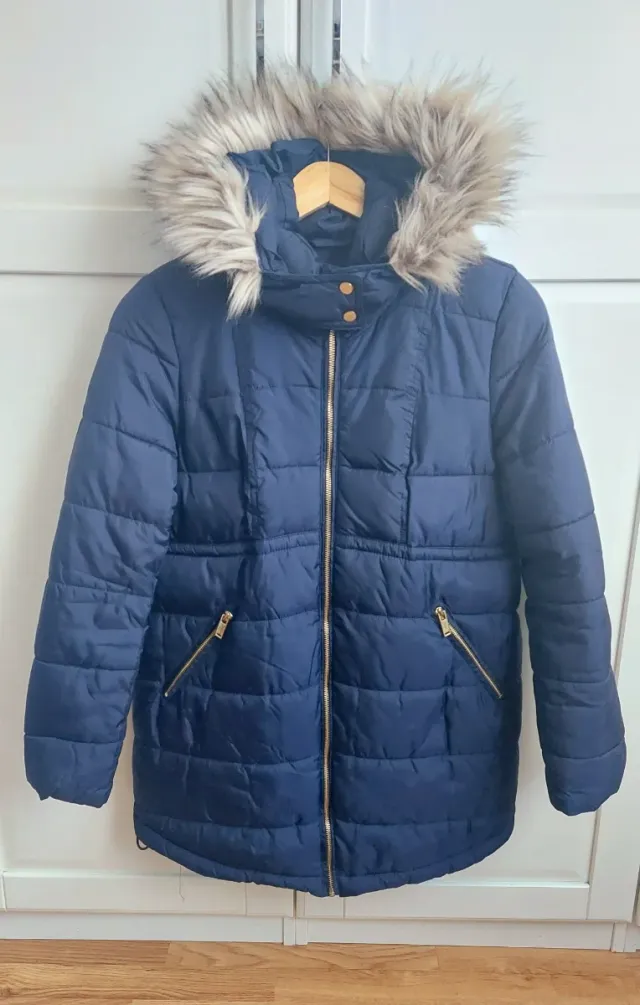 Abrigo premamá acolchado azul